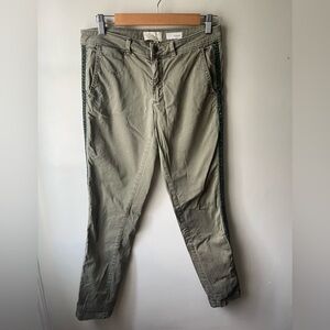 Chino by Anthropologie Women's Pants Ribbon Side Stripe Size 27 Relaxed Green